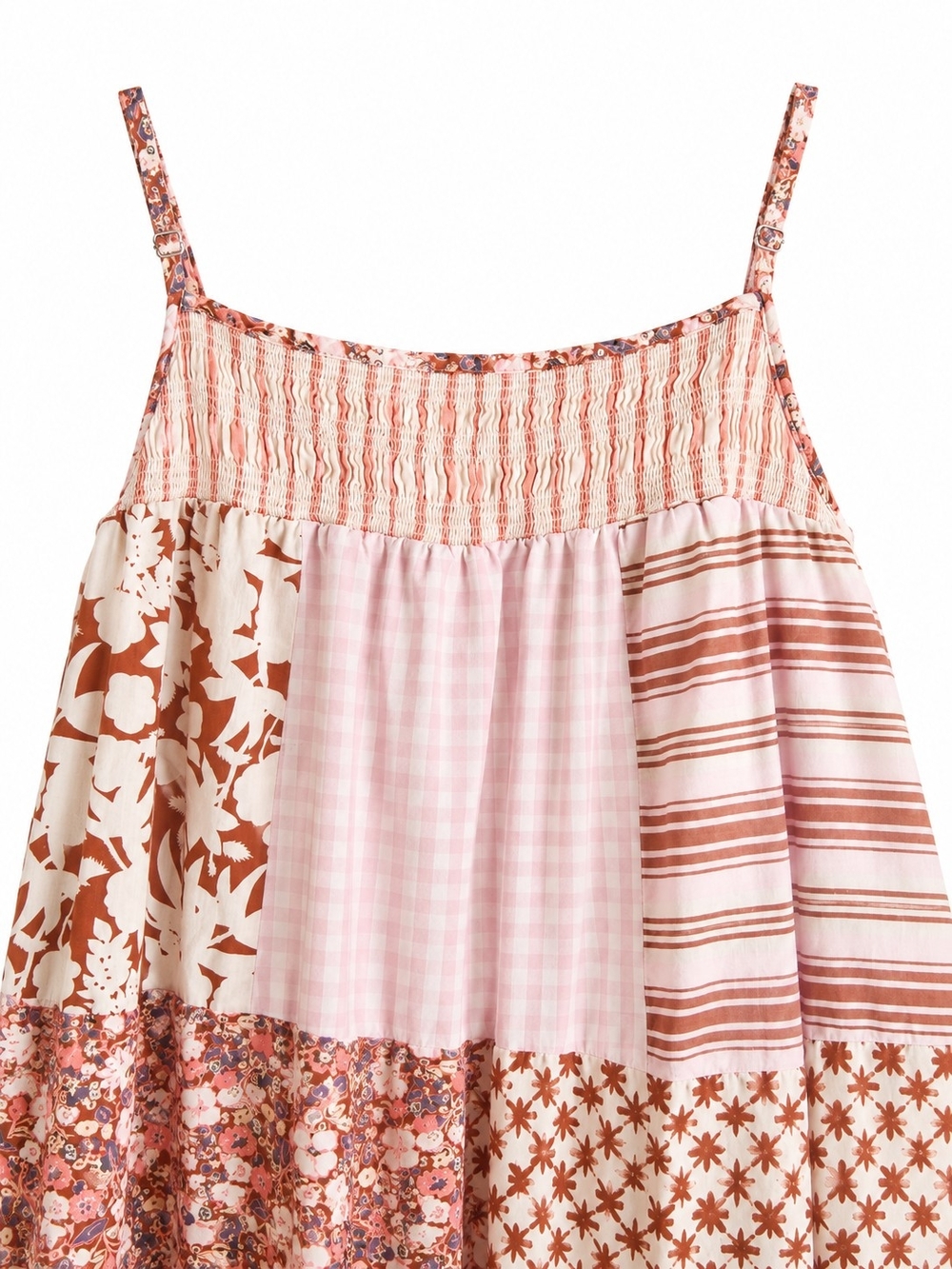 Universal Thread 3X Patchwork Maxi Dress Pink Floral Boho Cottagecore Cotton - Picture 3 of 12